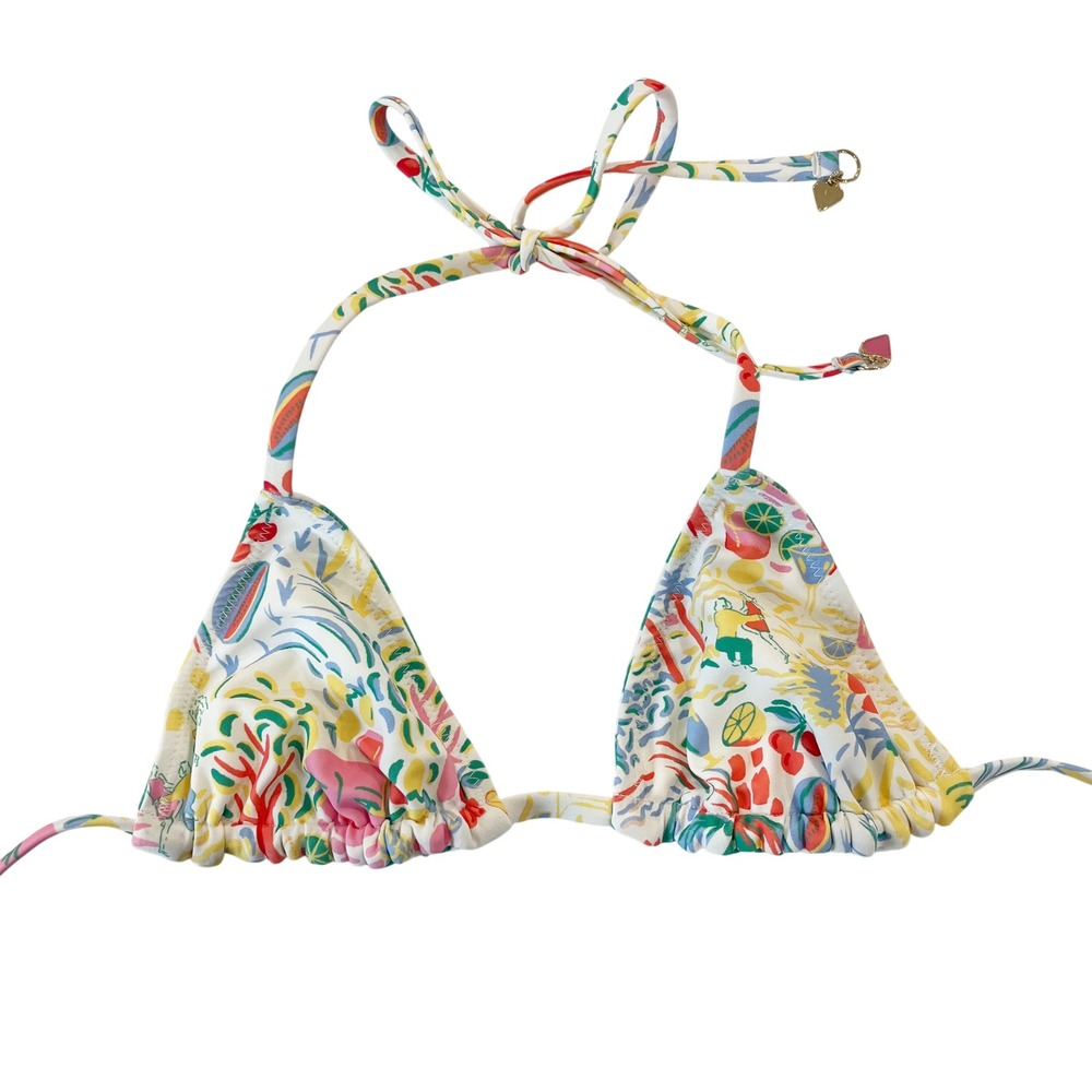 Roller Rabbit Target Reversible Triangle Bikini Top XXS Tropical Fruit Print